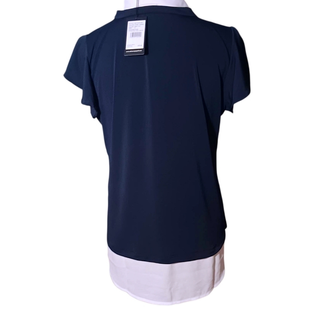 NWT Adrianna Papell Navy & White Blouse - Picture 3 of 8